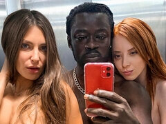 デカ尻, デカパイ, フェラチオ, バック, 女 人男 人, 異人種間, ガリガリ, オッパイの