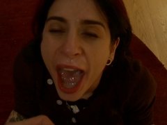 Sucer une bite, Couple, Tir de sperme, Nourriture, Hard, Seins naturels, Petite femme, Pov