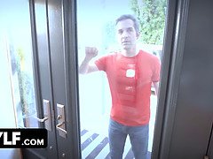 Sexy Step Mom Demonstrates Her Perfect Booty In Sexy Yoga Pants In Front Of Her Step Son