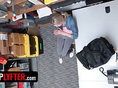 Watch how skinny blonde Emma Hix gets her pussy from security officer for a hot fuck