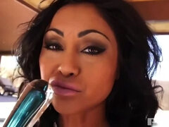 Outdoor Fun with Busty Priya Rai and Her Huge Glass Dildo! - MILF Priya Rai