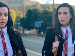 黒人, フェラチオ, 女 人男 人, 手コキする, 異人種間, 女子高生, ティーン, 三人