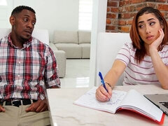 Verga grande, Tetas grandes, Mamada, Tetona, Estilo perrito, Interracial, Pelirrojo, Cabello corto