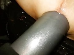 Big Dildo Anal Pounding on improvised fuckingmachine FK