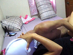 nutting inwards the tight gash of pinay stepcousin who is wearing a mask.