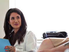 Inked slut Vanessa Vega gets fucked hard in front of the doctor.