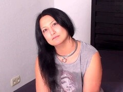 German Asian girl in high heels gets her pussy pierced and loves to suck cock