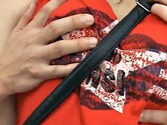 Kasumi Uehara sexy Asian babe in red gets banged and creamed
