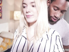 デカパイ, 黒人, ブロンド, フェラチオ, バック, 異人種間, キス, タトゥー