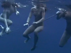 素人, 美女, デカパイ, ビキニ, 裸, ティーン, 三人, 水中