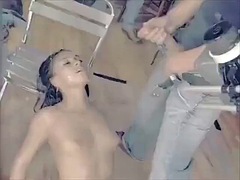 Stripper gangbang bukkake in club