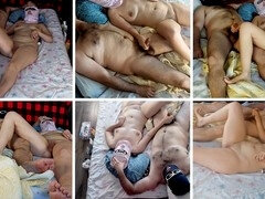 Black-haired wife Muceas gives a handjob until I cum, featuring her big tits and ample curves