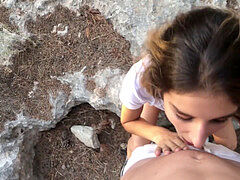 Amateur, Beauty, Blowjob, Cum in mouth, Cumshot, Outdoor, Public, Teen