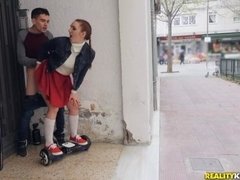 お尻, フェラチオ, バック, 毛深い, 赤毛, 女子高生, ティーン, オッパイの