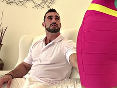 デカパイ, フェラチオ, 巨乳な, エロティック, 下着, オナニー, シーメール, ソフトコア