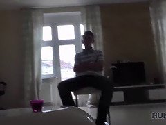 Couple, Cocu, Tchèque, Argent, Petite femme, Pov, Public, Adolescente