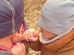 Outdoor, point of view, public blowjob
