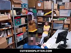 Lovely blondie skinny teenager caught stealing fucked by officer