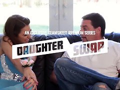 Hot stepdads trade nice teenage daughters-in-law Elsa Jean and Liza Rowe