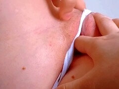 Konturen der schamlippen, Masturbation, Zierlich, Muschi, Solo, Strümpfe, Student, Jungfrau