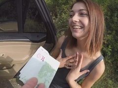 Blowjob, Car, Public, Skinny, Student, Sucking, Teen, Tits