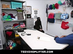 Small blonde teenage shoplifter delilah day caught with dress under hijab fucked by officer