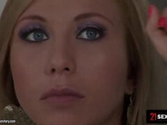 Euro Blonde Babe Swallows Cum in Double Penetration Audition
