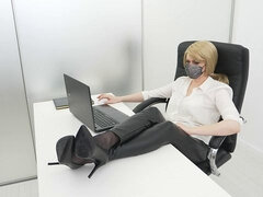 Deepthroated My Lady Boss Right On Her Office Desk And Came All Over Her Feet In Black Stockings