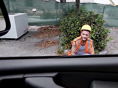 Elongated str8 jock fucks gay daddys ass in public van outdoors