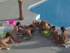 Lesbian Pool Party Scene 3 - Angie B in Outdoor Group Sex orgy by the Pool