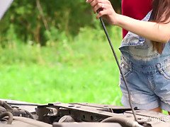 Kont, Bruinharig, Auto, Schattig, Hardcore, Hd, Masturbatie, Tieten likken