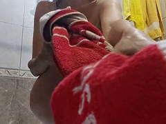 Behaart, Milf, Höschen, Muschi, Dusche, Rock