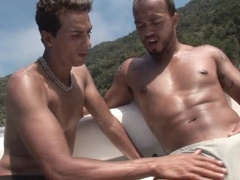 Uninhibited gay anal hookup in the middle of the water
