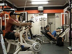 Strong muscle guys fucking and sucking each other in the gym