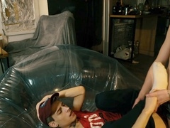 Skinny, gay masturbation, deep throat