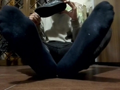 Twink's sweaty socks and soft soles inside some old smelly shoes
