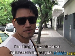 POINT OF VIEW gargling Latino hetero gets spunked