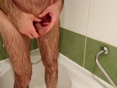 Gay hairy dick, pee under shower, pee