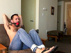 Male, ballgag drool, first-timer