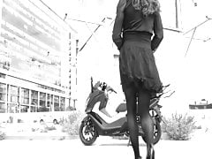 Crossdresser stop point show on public parking