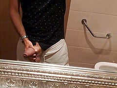 The Big pumped cock of Jujuofnice in restaurant toilet