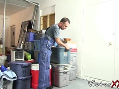 Old nice stud using sex toy to bust the fattest nut ever