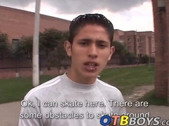 Cute latin skater twink Juan Carlos enjoys wanking his dick