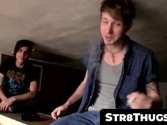 Str8Thugs.com - Billy and Devin in a cock-stroking duo, draining their cum together