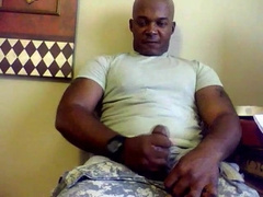 Beefy Black Soldier Jerks Off & Cums 11