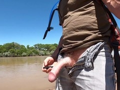 Man uses vibrator inside a Condom