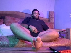 Hand-job, barefooted, hairy