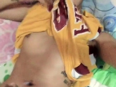 Alex Dy, Filipino Tattooed Fellow, Stroking Off Inwards His Bedroom