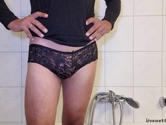 Used my spouse's lingerie for wet play and self-pleasure. urine fetish