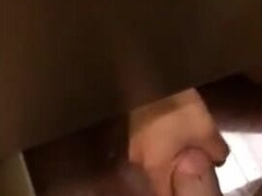 Small-Cock Man Masturbating in a Public Restroom